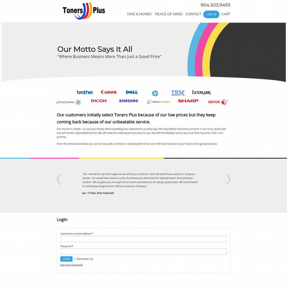 Toners Plus's home page